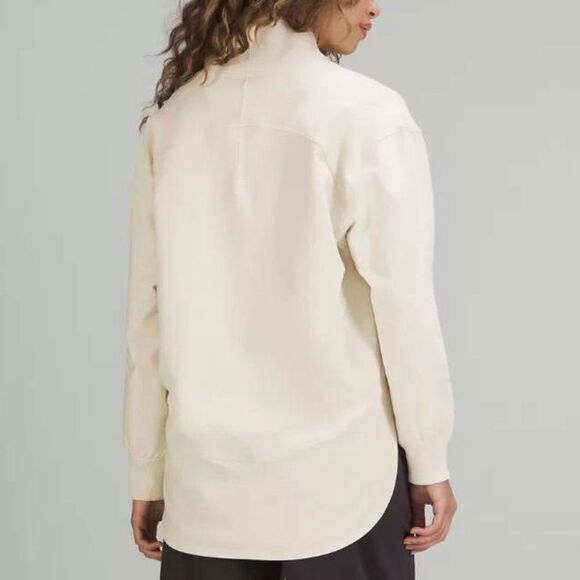 Lululemon LA Oversized Long Sleeve V-neck Hi Low Tunic Pullover in White Opal - Picture 2 of 13